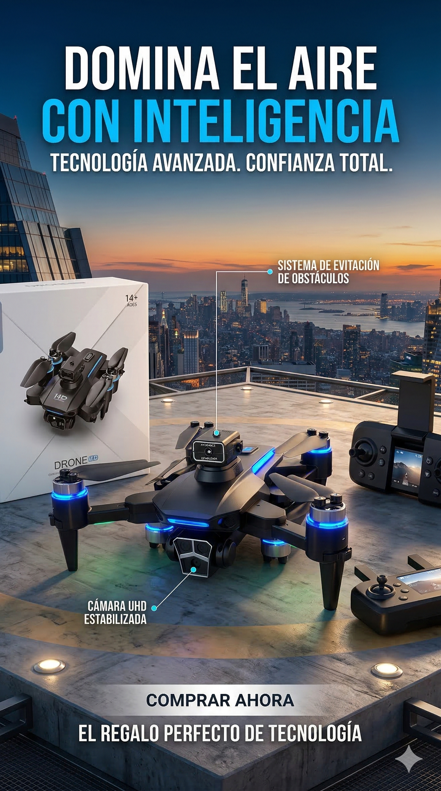 Drone Plegable S4S con Cámara HD, Evasión de Obstáculos y Vuelo FPV