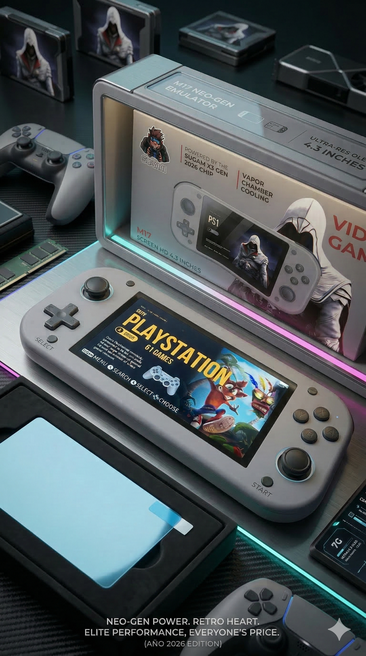 Consola Portátil Retro M17 - Pantalla IPS, +19.000 Juegos Clásicos